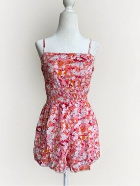 Pink Lily Floral Romper | Summer Vacation Outfit + Cardigan Bundle S